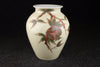 Vintage Japanese flower vase with punica granatum pattern in red, grey, brown, and green
