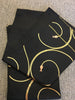 Obi in black with embroidered gold scroll work and flower buds - TLS Living