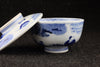 Imari vintage porcelain teacups with lid/saucers in blue and white with floral and abstract pattern - TLS Living