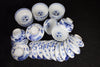Imari vintage porcelain teacups with lid/saucers in blue and white with floral and abstract pattern - TLS Living